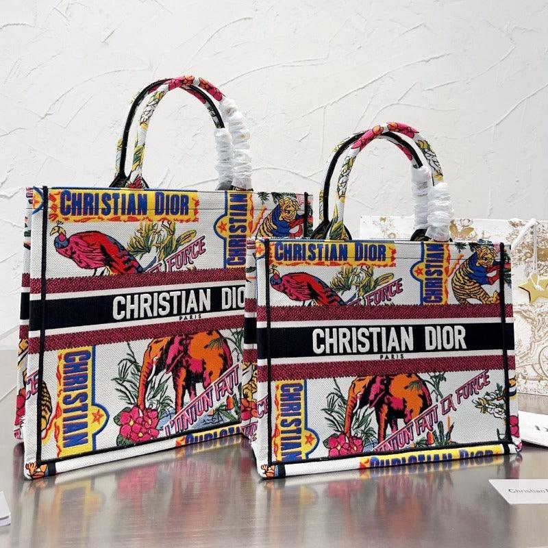 Makersluxe - Book Tote White Multicolor Indian Animals Embroidery