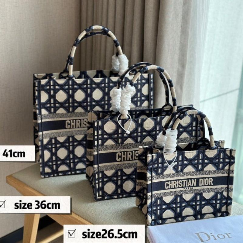 Makersluxe - Book Tote Canvas Bag Blue And Beige