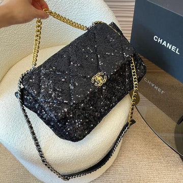 Makersluxe - Quilted Sequins Black CC 19 Bag Black