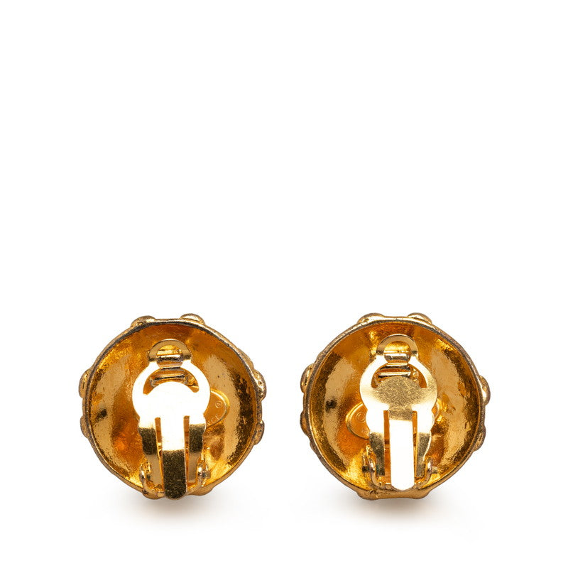 Chanel Vintage Triple CC Clip On Earrings Gold Plated Women's