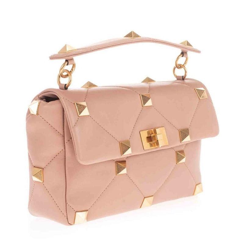 Makersluxe - Rivet Shoulder Purses Bag With Chain Pink