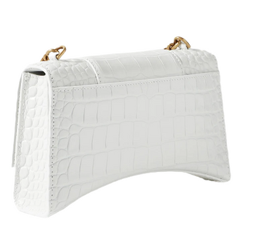 BALENCIAGA Hourglass XS with Chain Shoulder Bag in White
