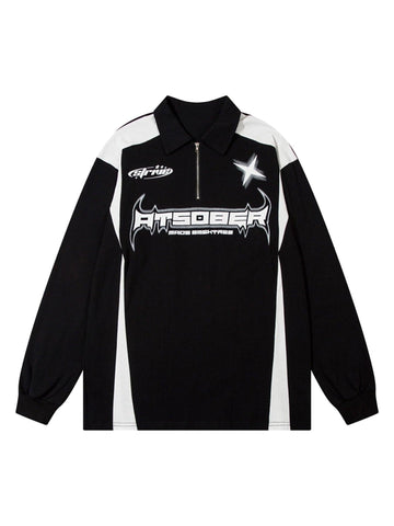 Makersluxe High Street Racing Long Sleeve Polo Shirt- 1980