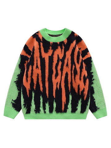 Makersluxe Contrast Color Couple Knitted Sweater - 1907