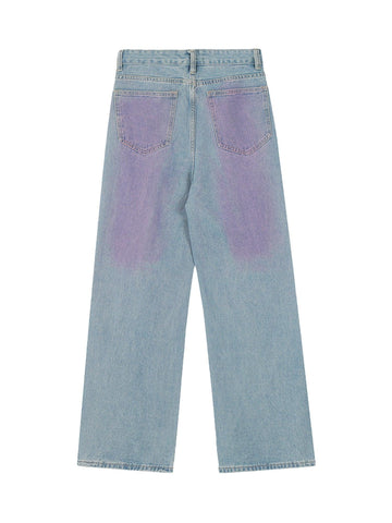Makersluxe American Retro Spray-painted Star Embroidered Jeans