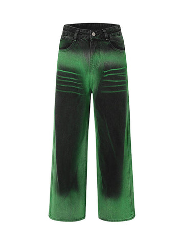 Makersluxe Street Hip-Hop Spray-dyed Washed Jeans