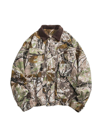 Makersluxe American Retro Leaf Print Jacket