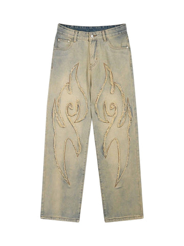 Makersluxe American Embroidered Straight-leg Jeans - 1651