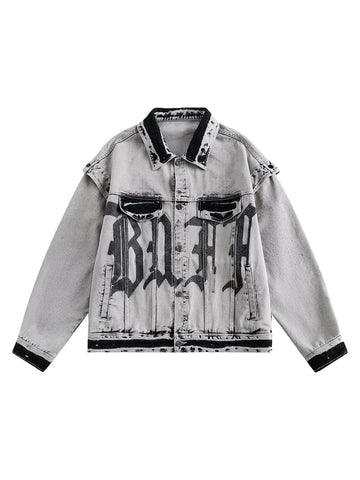 Makersluxe High Street Washed Distressed Denim Jacket