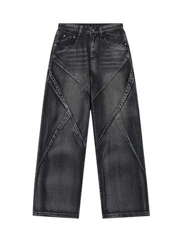 Makersluxe Beautiful Niche Design Multi-pleat Retro Jeans
