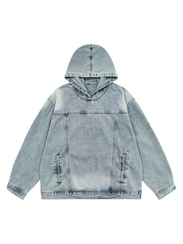 Makersluxe High Street Washed And Worn Denim Hoodie - 1464