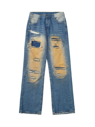 Makersluxe High Street Washed Spray Paint Ripped Jeans