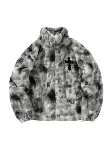 Makersluxe Plush Cross Embroidered Lambswool Jacket - 1558