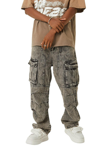 Makersluxe American Street Style Washed Distressed Work Jeans