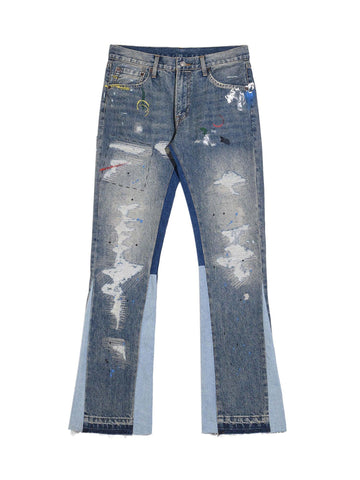 Makersluxe Splashing Ink Patchwork Jeans