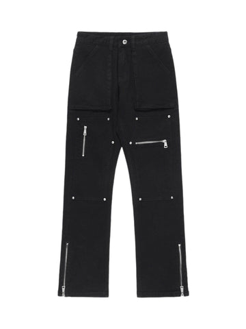 Makersluxe High Street Zipper Patchwork Pocket Denim Pants