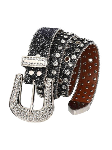Makersluxe Studded Rhinestone Hip Hop Belt - 1691