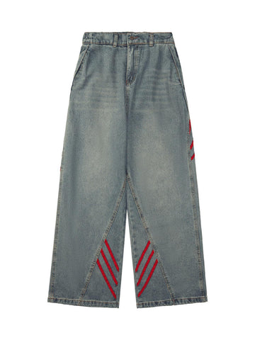 Makersluxe American Retro Contrast Washed Jeans