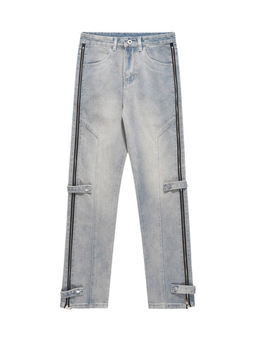 Makersluxe High Street Hip-hop Zipper Straight Jeans