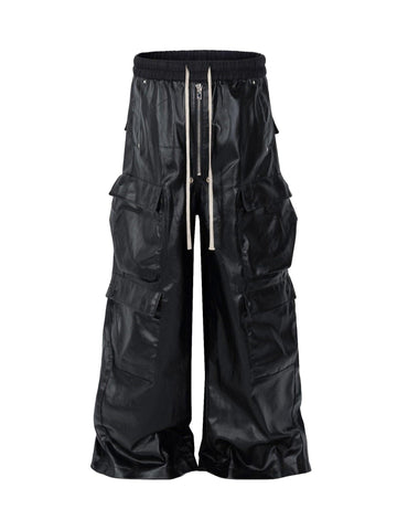 Makersluxe Workwear Leather Multi Pocket Flared Pants - 2094