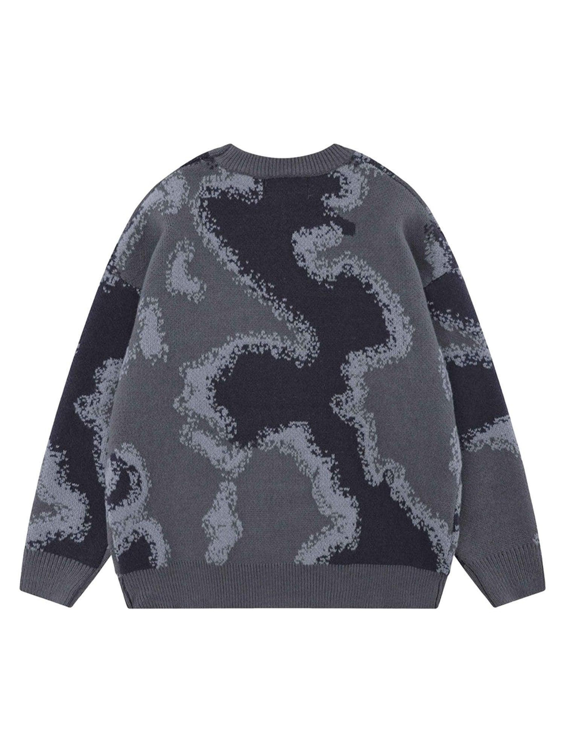 Makersluxe Camouflage Peplum Crew Neck Knit - 1725