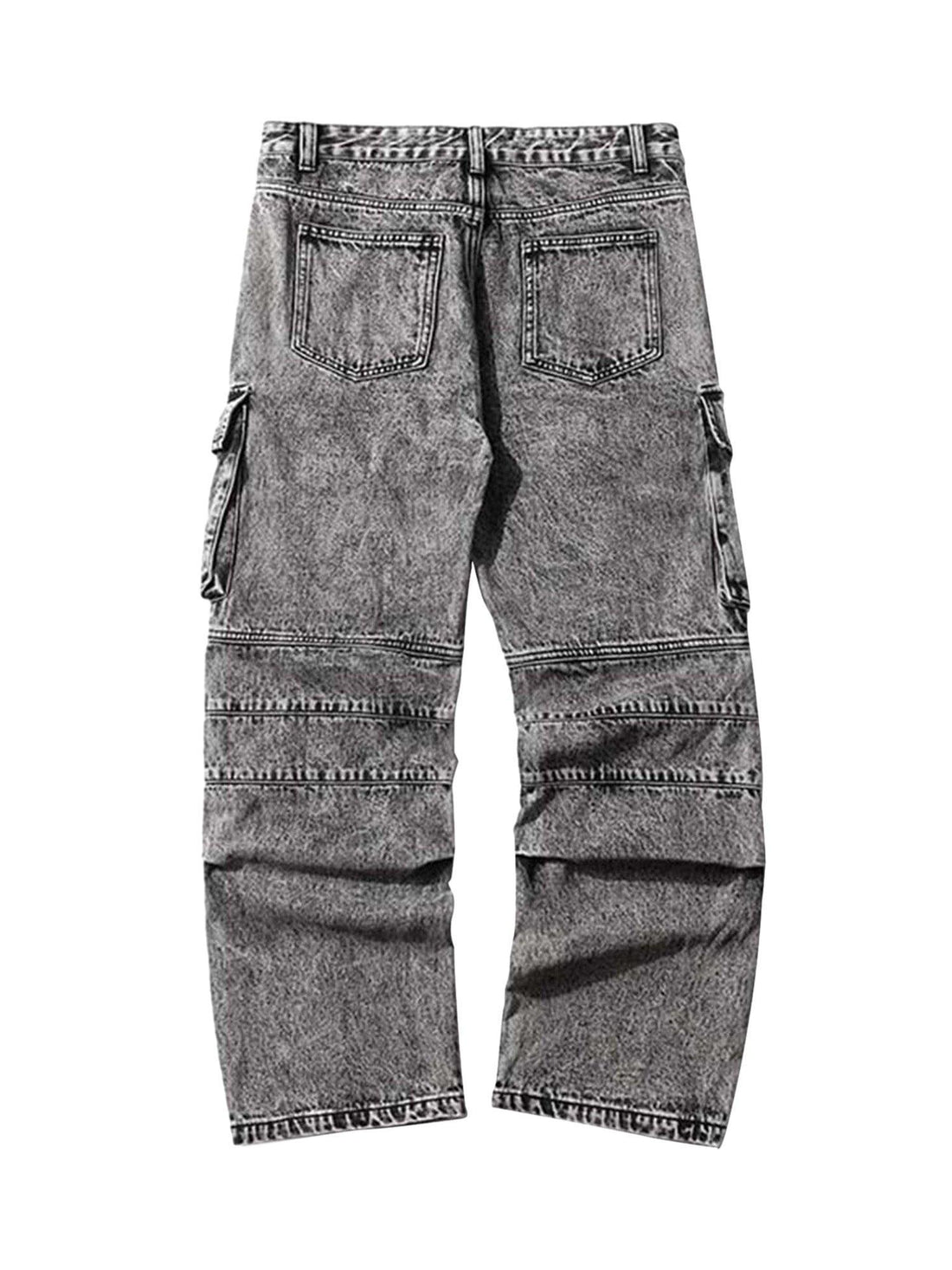 Makersluxe Washed And Distressed Multi-pocket Jeans - 1698