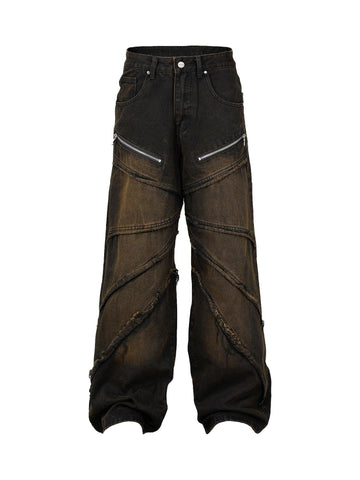 Makersluxe Washed Distressed Baggy Jeans