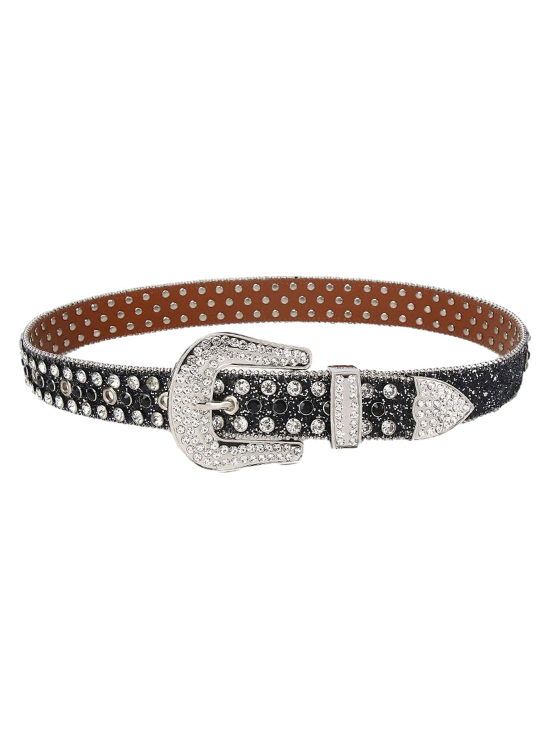Makersluxe Studded Rhinestone Hip Hop Belt - 1691