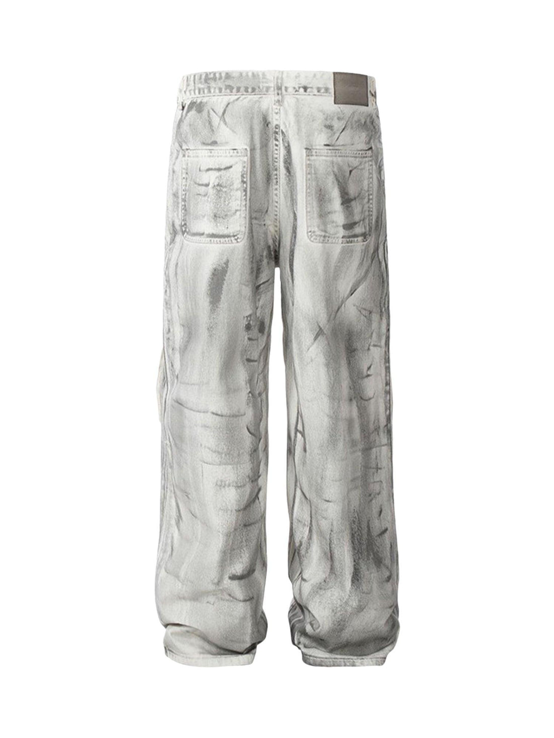 Makersluxe Loose-fitting Multi-pocket Smudged Design Work Jeans - 2120