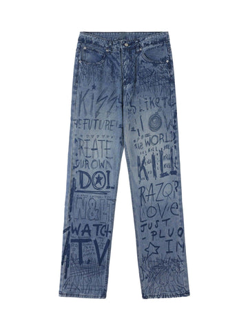 Makersluxe Hip-hop Graffiti Alphabet Jeans - 1743