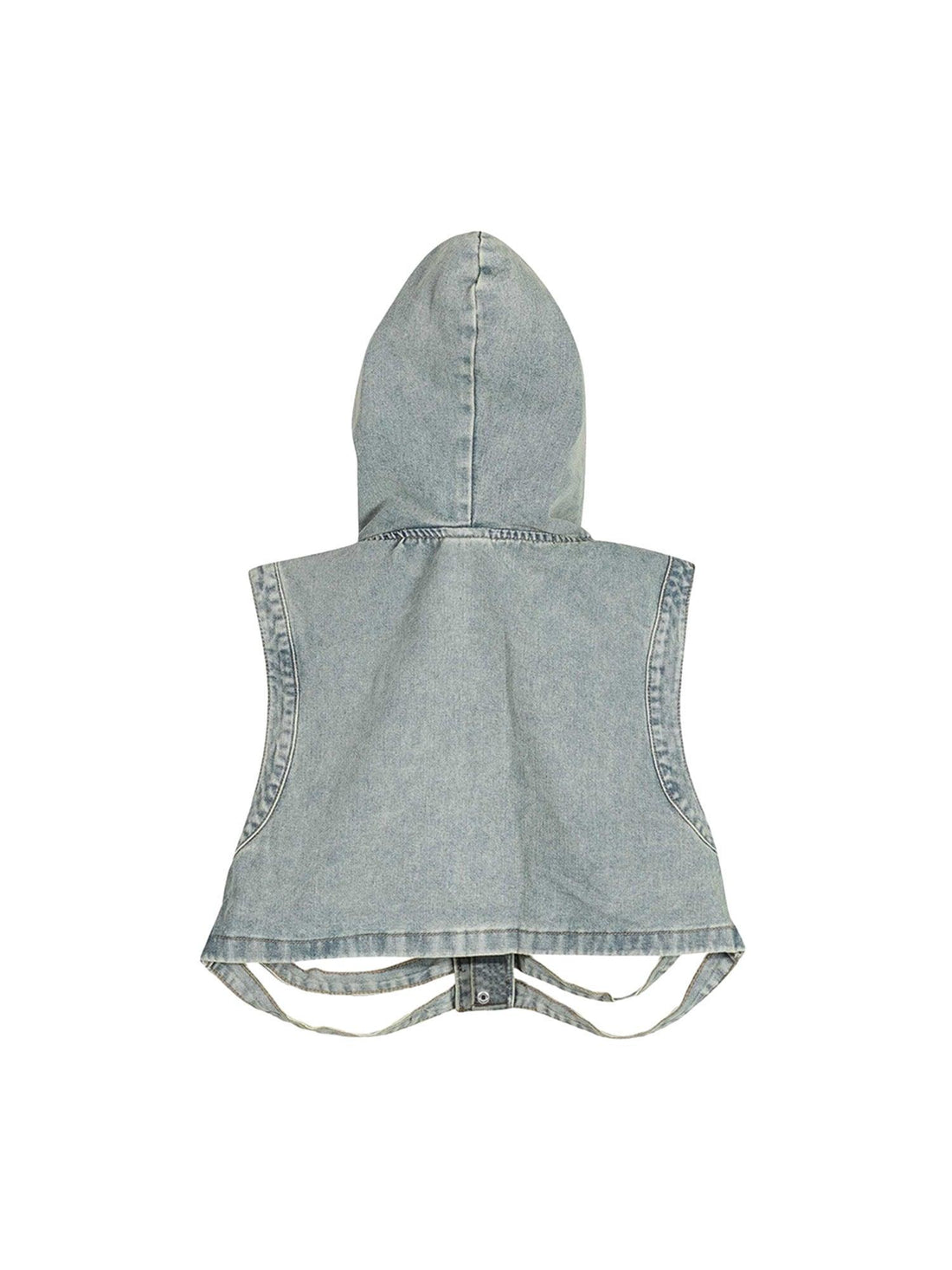Makersluxe Dark Skeleton Hooded Denim Vest - 1637