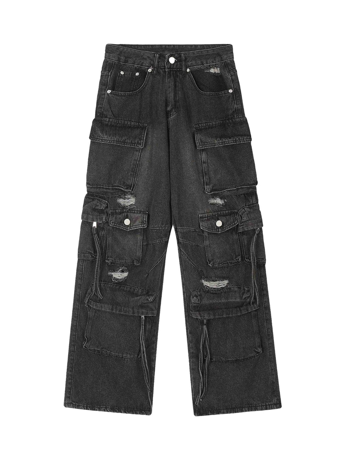 Makersluxe Washed Multi-pocket Work Cargo Jeans - 1830