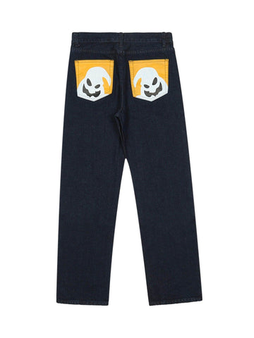 Makersluxe Cartoon Pocket Print Washed Jeans