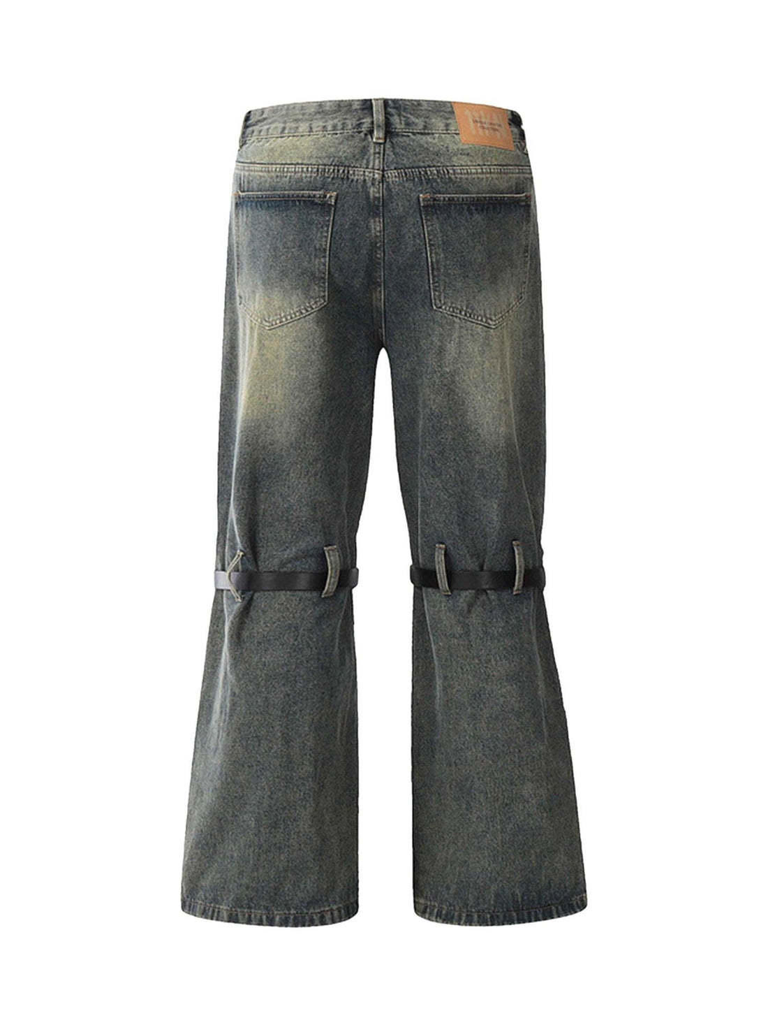 Makersluxe Patchwork Tie Design Micro Flare Jeans - 1678