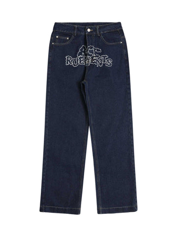 Makersluxe Star Letter Print Jeans - 1594
