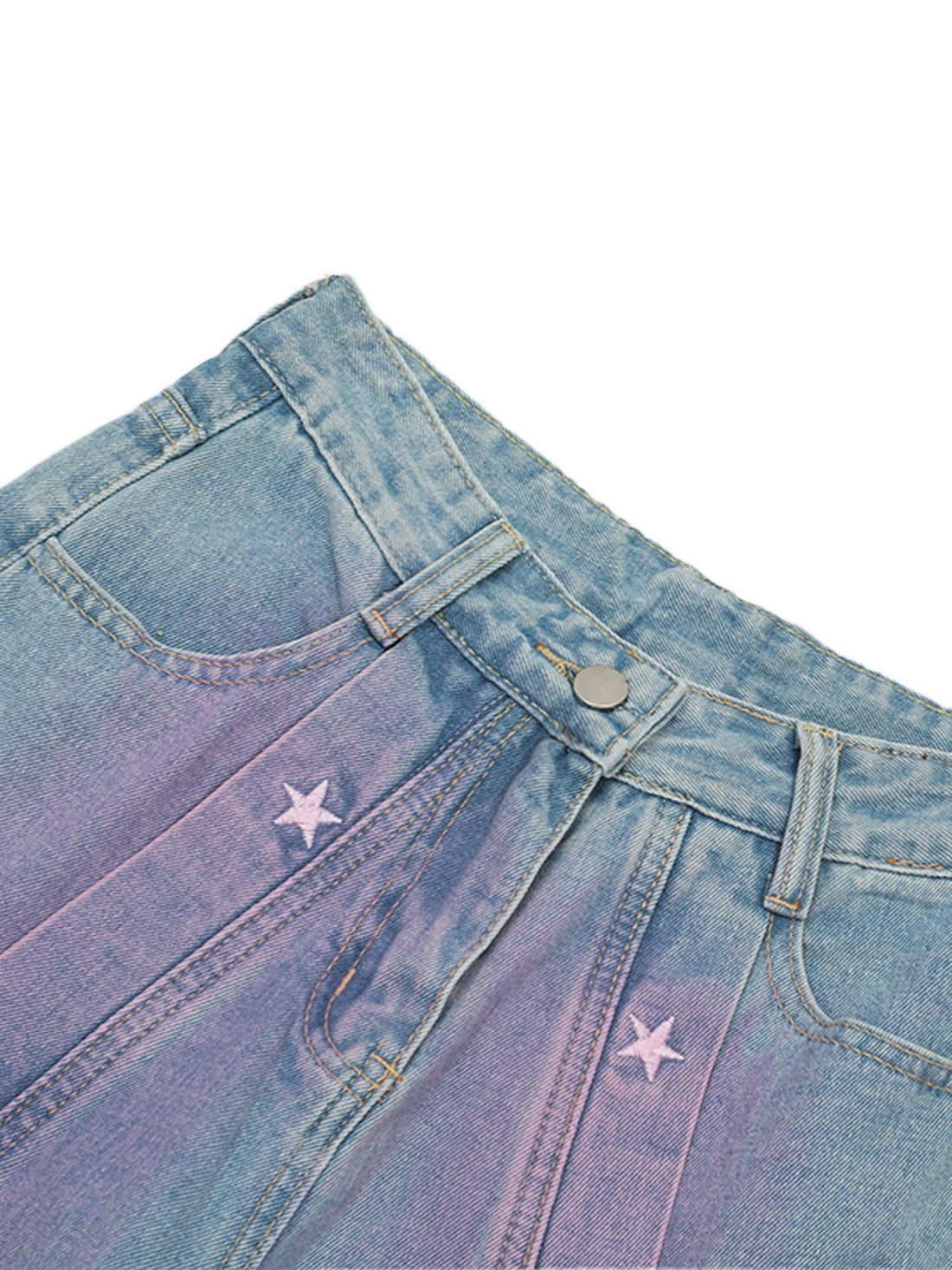 Makersluxe American Retro Spray-painted Star Embroidered Jeans