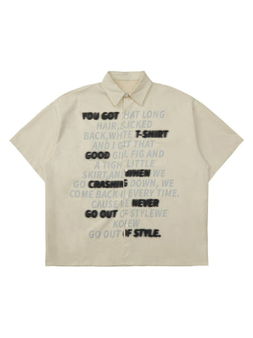 Makersluxe Street Letter Print Short Sleeve Shirt