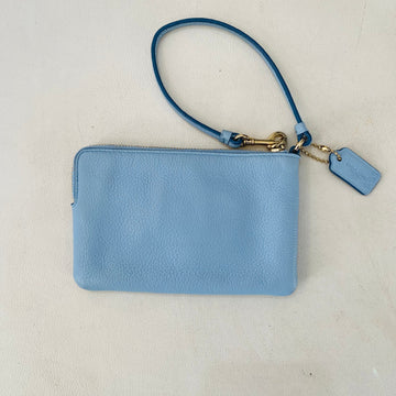 COACH Embossed Wristlet Light Blue