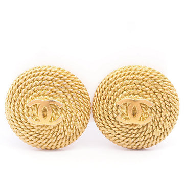 Vintage Chanel Earrings Rope Texture Round