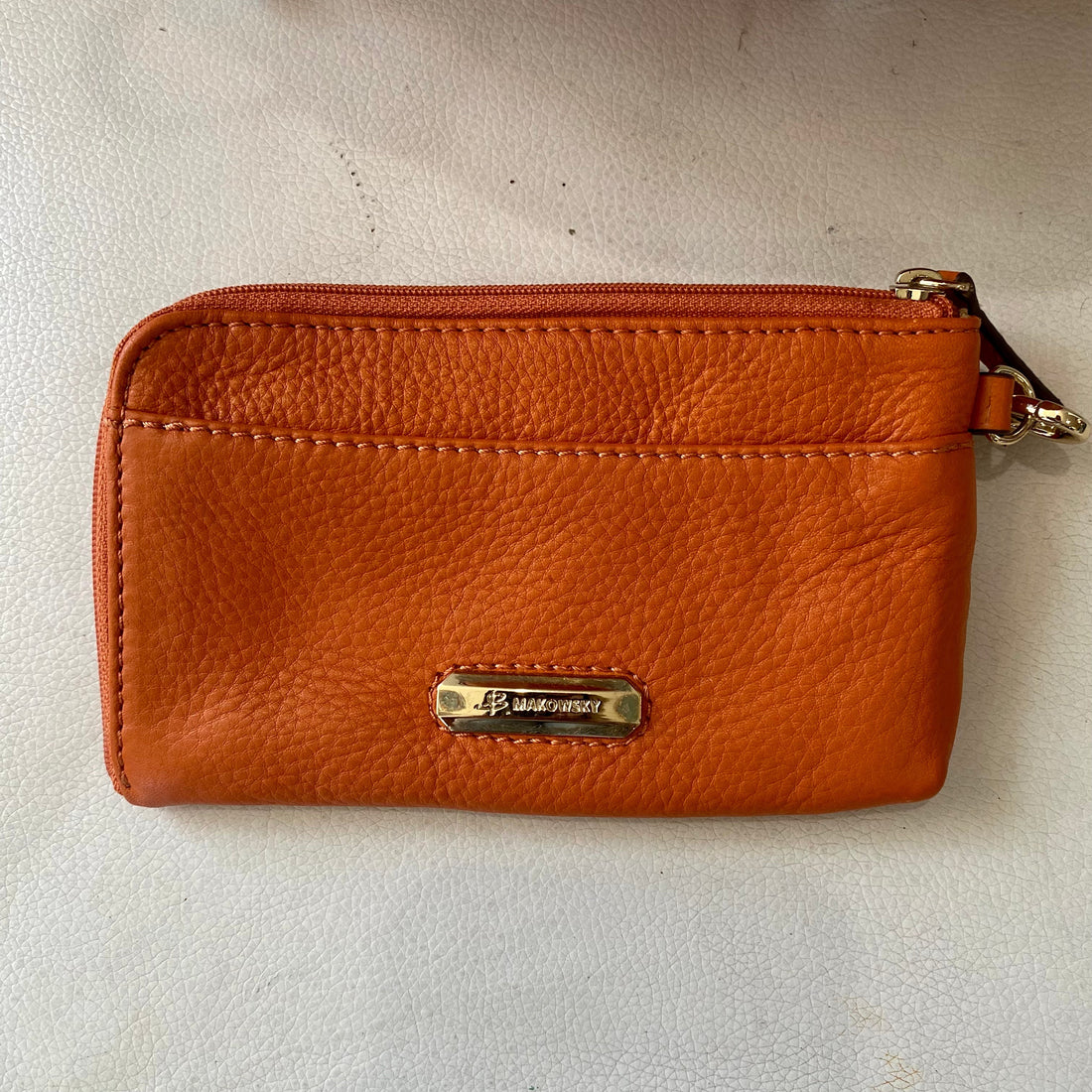 B. MAKOWSKY Leather Hobo and Wallet Set Orange