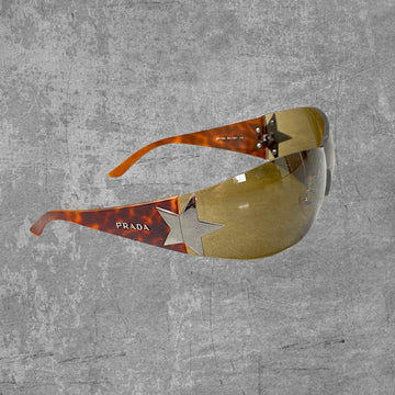 PRADA WRAP AROUND STAR SUNGLASSES - TORTOISE SHELL