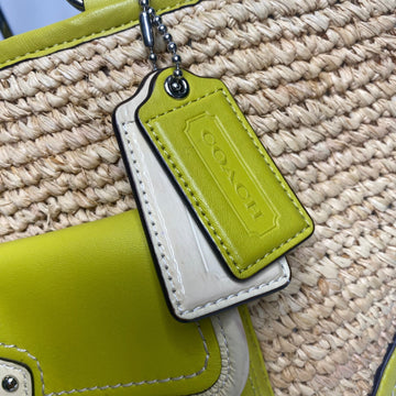 COACH Lime Green Straw Bag