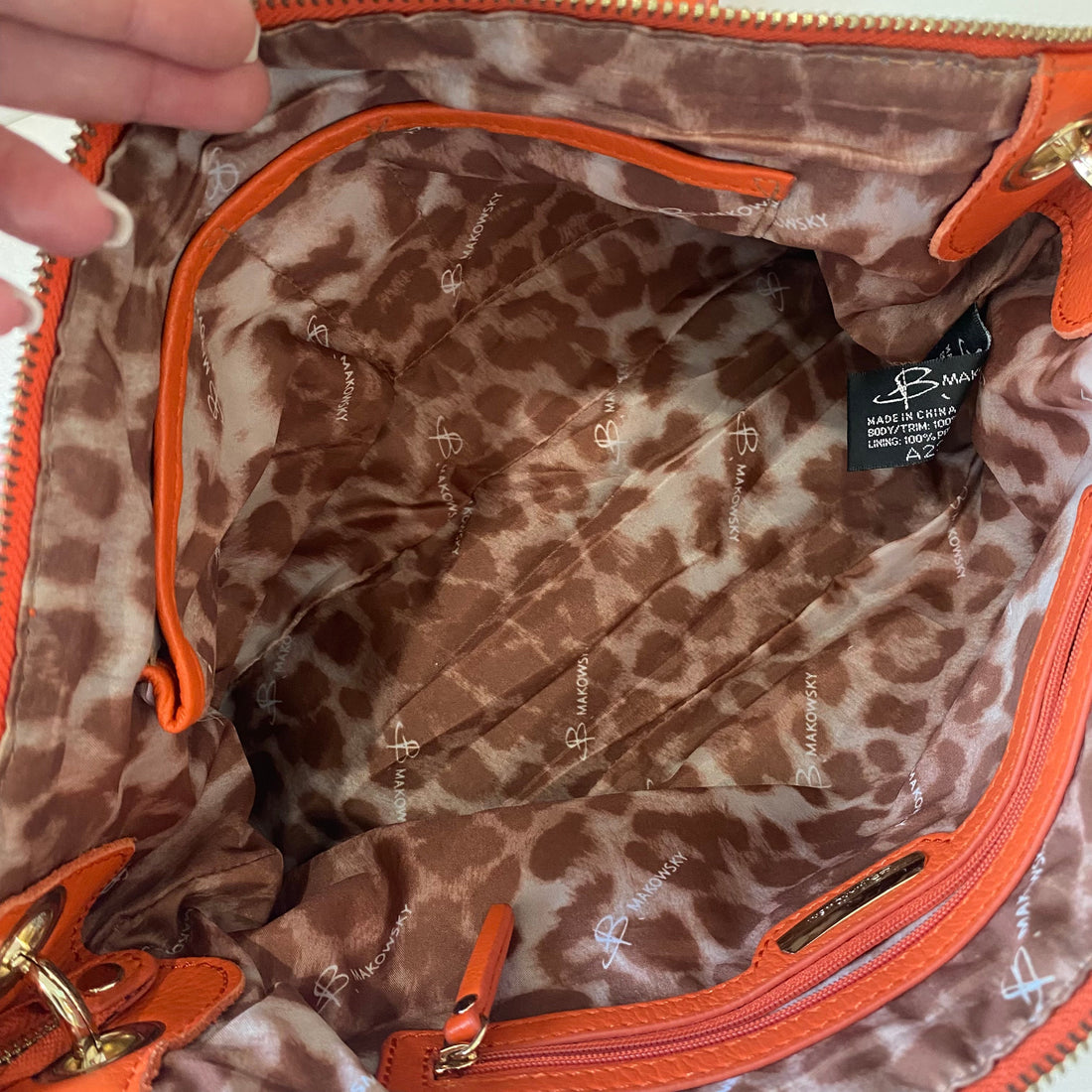 B. Makowsky Leather Shoulder Bag Orange