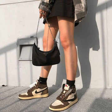 Custom Brown T-Scott x Fragment x Air Jordan 1 High Q ( Customs And Box ), Jordan 1 Sneakers Active CACTUS JACK