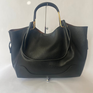 SANDRA ROBERTS SQUARED Leather Black Shoulder Bag