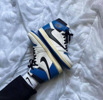 Custom Blue T-Scott x Fragment x Air Jordan 1 High Q ( Customs And Box ), Jordan 1 Sneakers Active