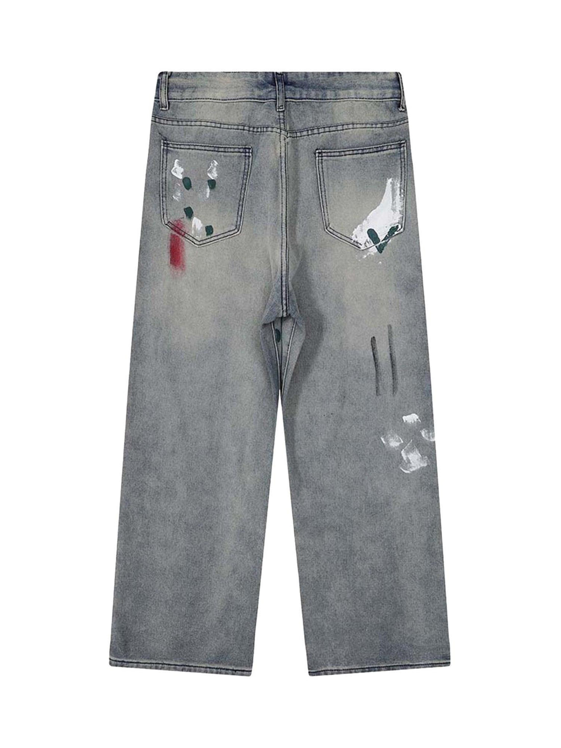 Makersluxe Vintage Ink Splash Washed And Distressed Jeans