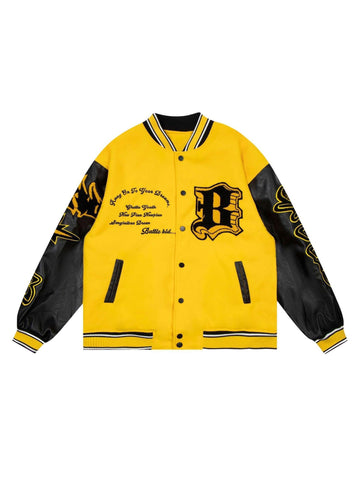 Makersluxe Flame Elements Letter Embroidery Baseball Jacket -1608