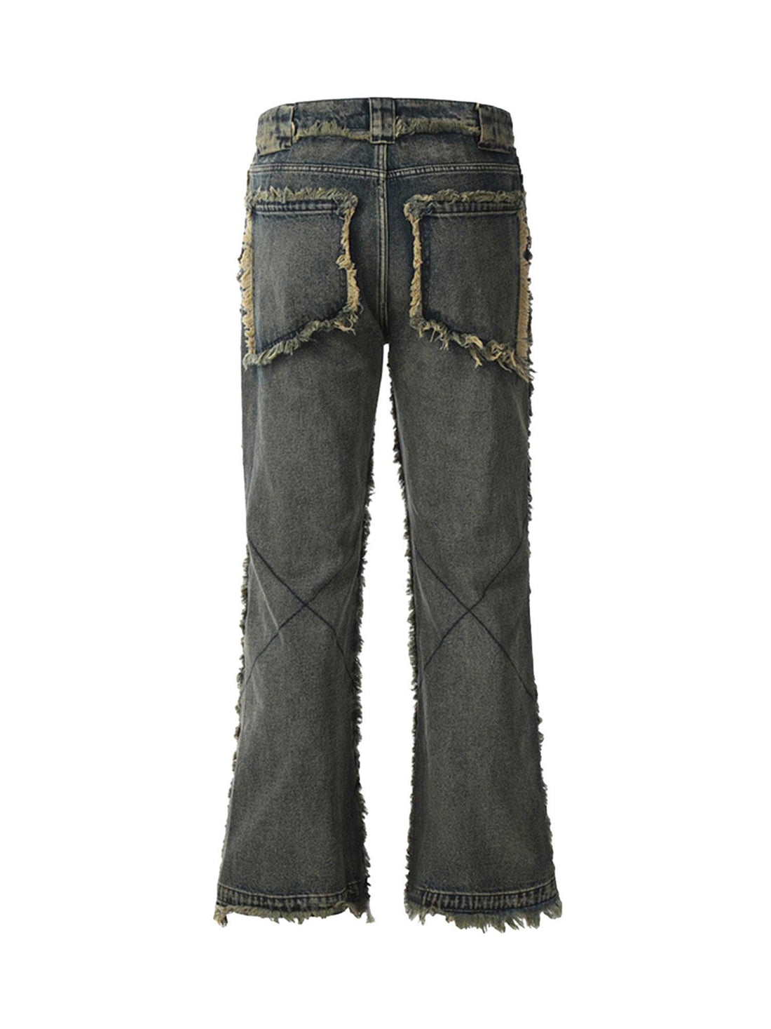 Makersluxe Old Raw Hem Straight Leg Micro Flare Jeans - 1960