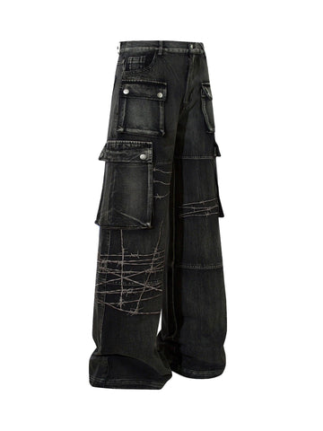 Makersluxe High Street Embroidery Hip-Hop Jeans - 2122